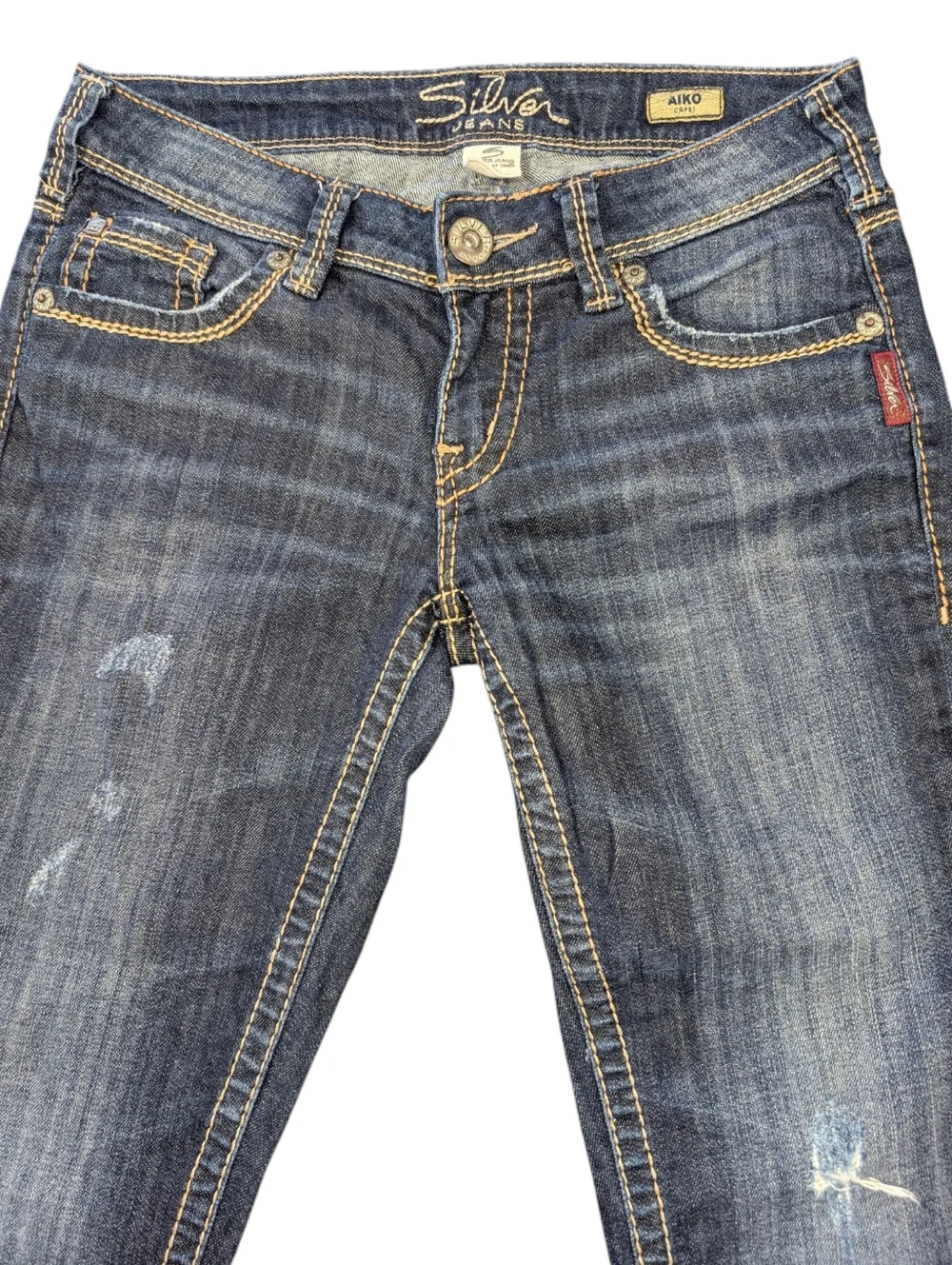 Vintage Y2K Silver Jeans Aiko Capri Distressed Cotton Jeans. W27